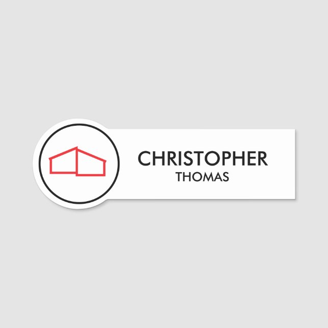 Modern Zuhause Logo Real Anwesen, Realtor Rot/Weiß Namensschild (Vorderseite)
