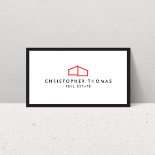 Modern Zuhause Logo Real Anwesen, Realtor Rot/Weiß Visitenkarte