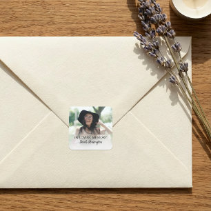 Modern zum Gedenken   Foto-Gedenkbild Quadratischer Aufkleber