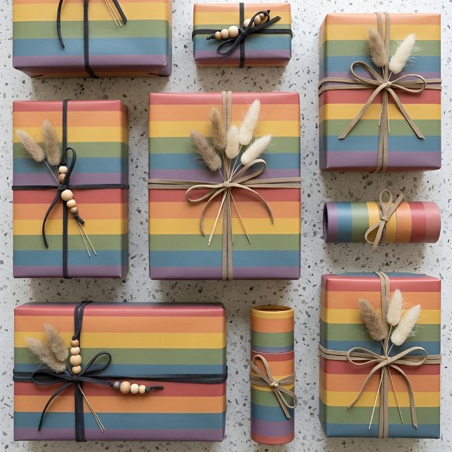 Moderna Linear | MCM Regenbogen Geschenkpapier (Styled Presents)