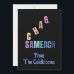 ModernColorful Chag Sameach JewishFestivalGruß Feiertagskarte<br><div class="desc">Ein modernes,  farbenfrohes Chag Sameach Textdesign bedeutet glückliche Ferien ist ein guter Gruß für viele der verschiedenen jüdischen Festivals.</div>