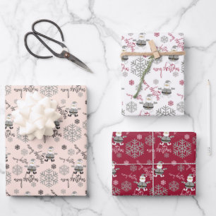 ModernCute Santa Snowflakes Muster Geschenkpapier Set