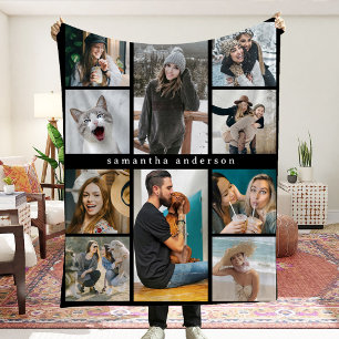 Moderne 10-Foto-Collage Personalisiertes Erinnerun Fleecedecke