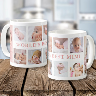 Moderne 10-Foto-Collage Rosa Weltbeste Mimi Kaffeetasse