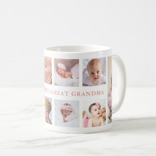 Moderne 10-Foto-Rosa Weltbeste Urgroßmutter Kaffeetasse