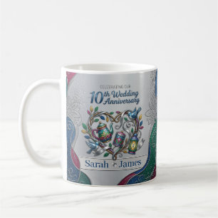 Moderne 10. Zinnene Hochzeitsjubiläums-Foto-Andenk Kaffeetasse