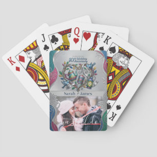 Moderne 10. Zinnene Hochzeitsjubiläums-Foto-Andenk Spielkarten