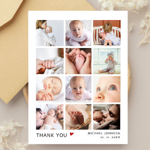 Moderne 12 Foto Collage Baby Dusche Vielen Dank Postkarte