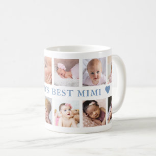 Moderne 12-Foto-Collage Blau Weltbeste Mimi Kaffeetasse