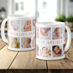 Moderne 12-Foto-Kollage Rosa Weltbeste Abuela Kaffeetasse