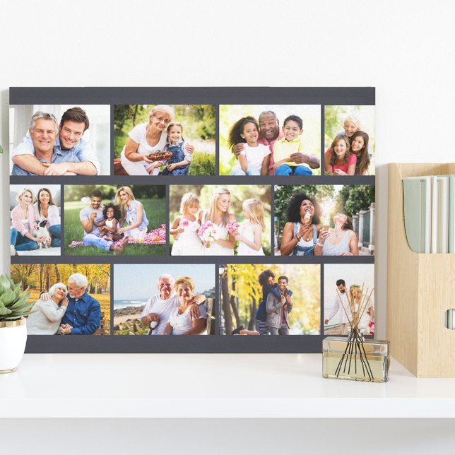 Moderne 12 Foto Mauerwerk Grid Gray Stretched Lein Leinwanddruck (Von Creator hochgeladen)