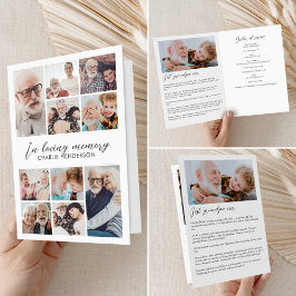 Moderne 12-Fotos In Loving Memory gefaltete Trauer Programm