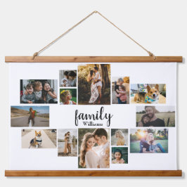 Moderne 14-Familie Name Foto Collage Wall Tapestry Wandteppich Mit Holzrahmen