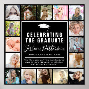 Moderne 16 Insta Picture Collage Graduation Party Poster