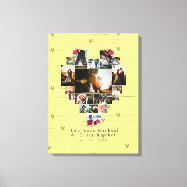 Moderne 18 herzenförmige Fotocollage für sie / ihn Leinwanddruck (Vorderseite)