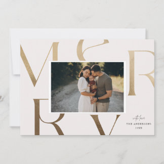 Moderne 1 Foto Imitate Gold Frohe Weihnachtsfeiert Feiertagskarte