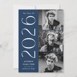 Moderne 2022 Navy 3 Foto Graduation Party Einladung