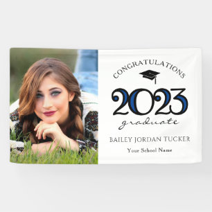 Moderne 2022 Navy Blue Foto Graduation Party Banner