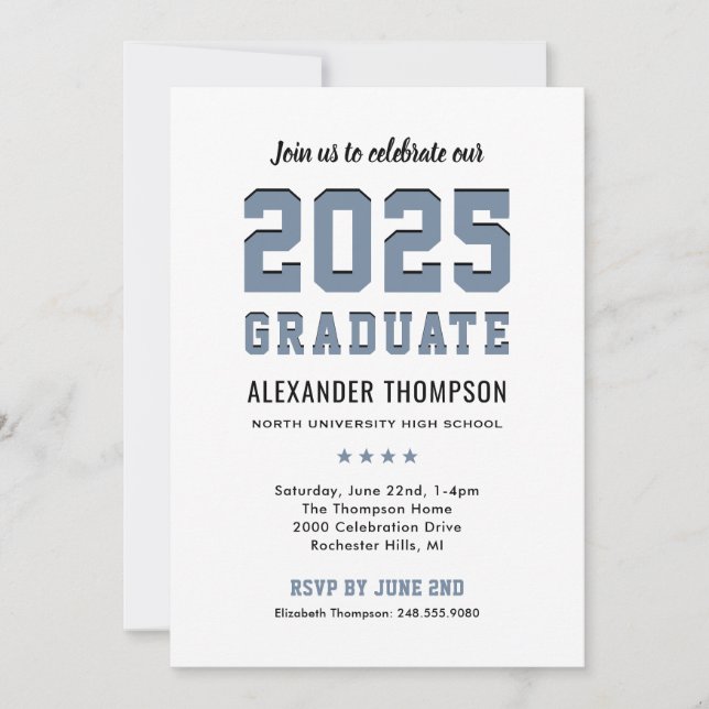Moderne 2025 Graduate Slate Graduation Party Einladung (Vorderseite)