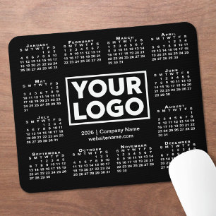 Moderne 2026 Kalender Geschäft Logo Schwarz Mousepad