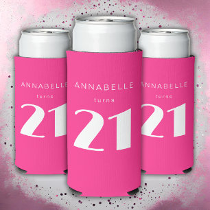 Moderne 21. Einundzwanzig Hot Pink Geburtstagsfeie Selters Dosenkühler