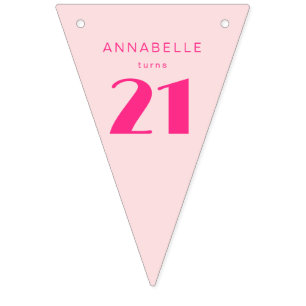Moderne 21. Einundzwanzig Pink Geburtstagsfeier Wimpelkette