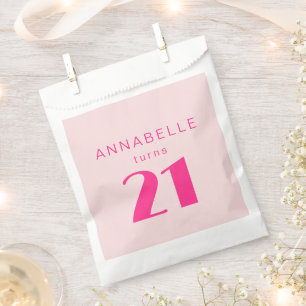 Moderne 21. Einundzwanzigste Pinke Geburtstagsfeie Geschenktütchen