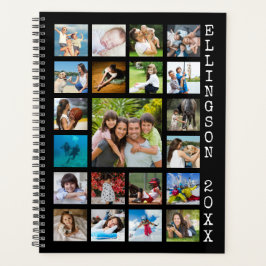 Moderne 21 Foto Collage Family Black Personalisier Planer
