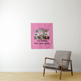 Moderne 21. Geburtstag personalisiert 9 FotoCollag Wandteppich
