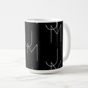 Moderne 2 Anfangsbuchstaben Muster   Schwarz & Wei Kaffeetasse