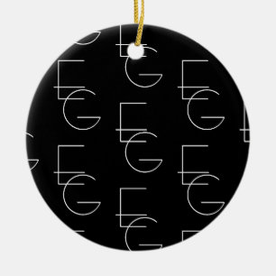 Moderne 2 Anfangsbuchstaben Muster   Schwarz & Wei Keramik Ornament