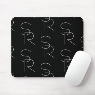 Moderne 2 Anfangsbuchstaben Muster Schwarz & Wei Mousepad