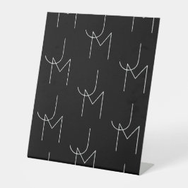 Moderne 2 Anfangsbuchstaben Muster | Schwarz & Wei Sockelschild