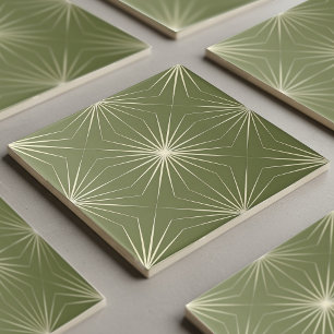 Moderne 2-Farben-Geometrie-Muster #25 Olivgrün ID1 Fliese