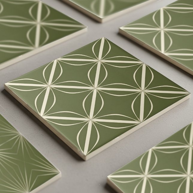 Moderne 2-Farben-Geometrie-Muster #27 Olivgrün ID1 Fliese (Von Creator hochgeladen)
