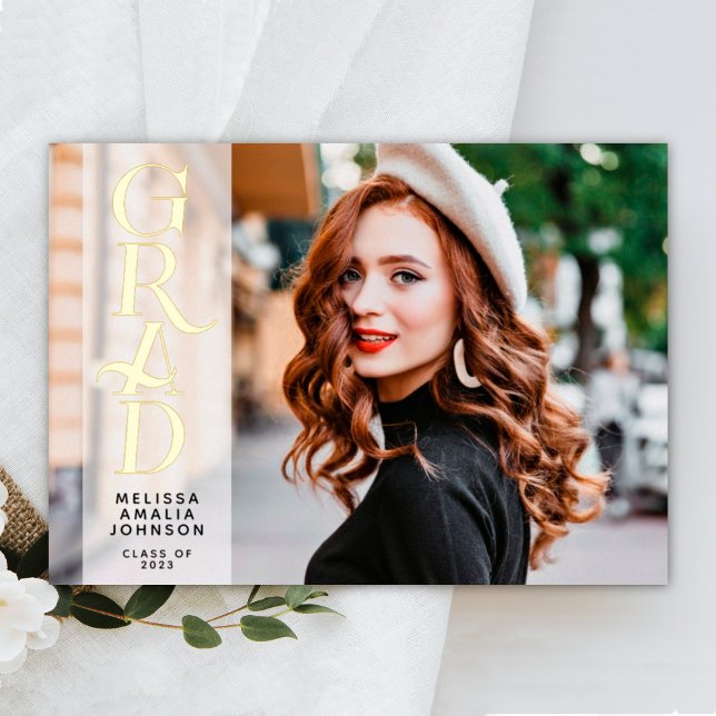 Moderne 2-Foto-Abschluss-Echtfolienankündigung Folieneinladung (Von Creator hochgeladen)