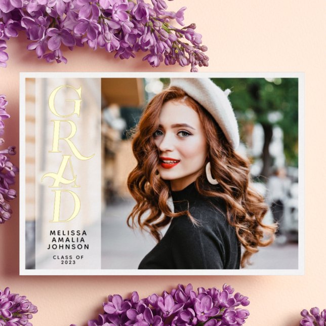 Moderne 2-Foto-Abschluss-Echtfolienankündigung Folieneinladung (Von Creator hochgeladen)