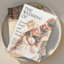 Moderne 2 Foto Black & White Boho Hochzeit Einladung