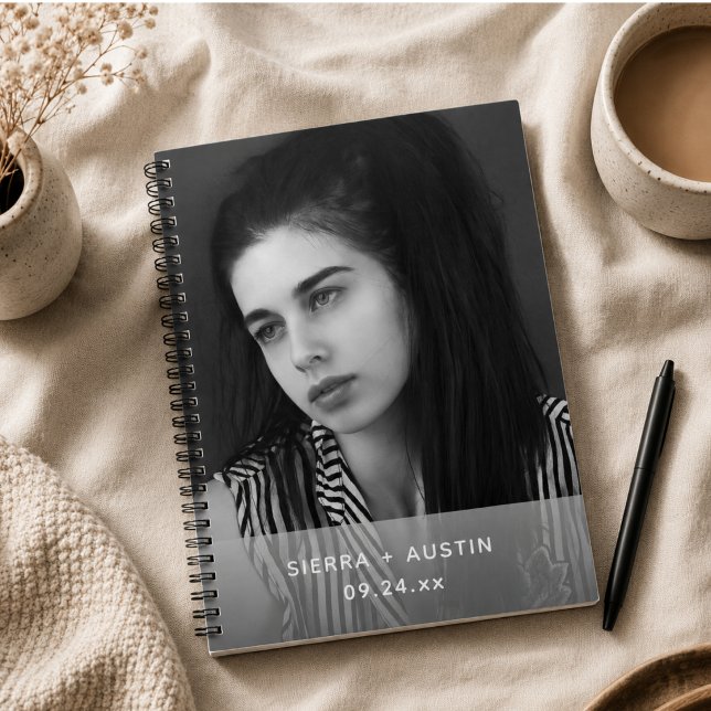 Moderne 2-Foto-Collage personalisiert Notizblock (Modern 2 Photo Collage Personalized Notebook)