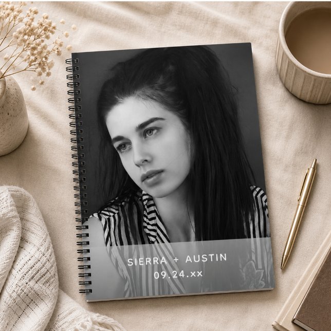 Moderne 2-Foto-Collage Personalisiert Notizbuch (Modern 2 Photo Collage Personalized Notebook)