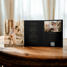 Moderne 2 Foto Gold Black Wedding