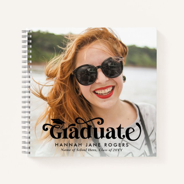 Moderne 2-Foto-Graduate-Meldung und -Signierung Notizbuch (Vorderseite)