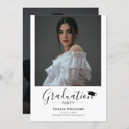 Moderne 2-Foto-Graduierungsparty Einladung