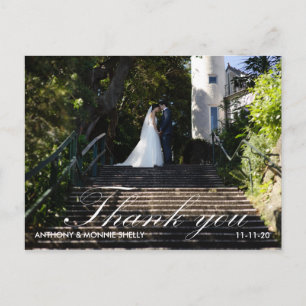 Moderne 2-Foto-Hochzeit Danke Postkarte