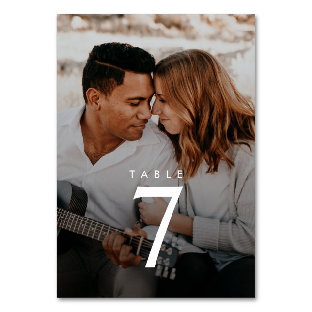 Moderne 2-Foto Hochzeit-Tischnummer Tischnummer (Vorderseite)