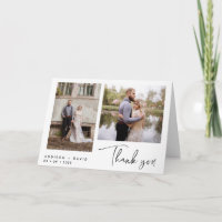 Moderne 2-Foto Hochzeit Vielen Dank Faltkarte