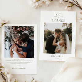 Moderne 2 Foto Liebe & Dankeschön Schrift Hochzeit Dankeskarte