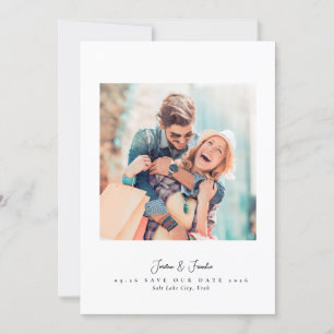 Moderne 2-Foto-Schrift Schwarzweiß-Hochzeit Save The Date