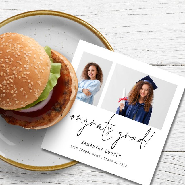 Moderne 2-Foto-Script-Graduierungspartei Serviette (Von Creator hochgeladen)