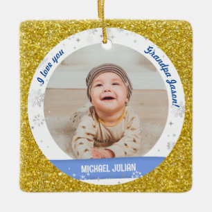 Moderne 2 Fotos Baby Boy First Christmas Opa Keramikornament